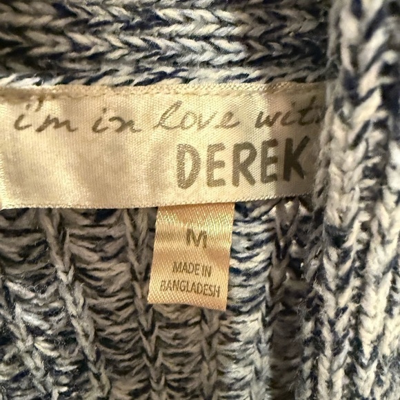 Derek Heart Open Front Shawl Collar Cardigan Sweater Medium Blue Marled Casual - Picture 3 of 3